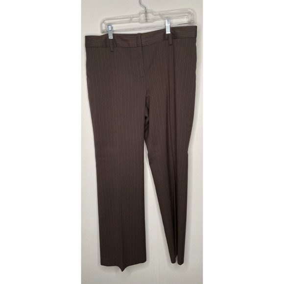 Ann Taylor Petite Brown Pinstripe Wide-Leg Dress Pants Size 12P - Picture 1 of 6